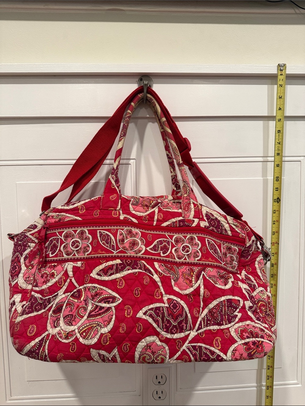 Vera Bradley Red Paisley Quilted Travel Tote